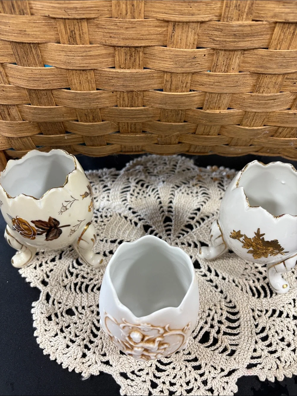 vintage Napcoware /Lefton cracked egg footed vases
